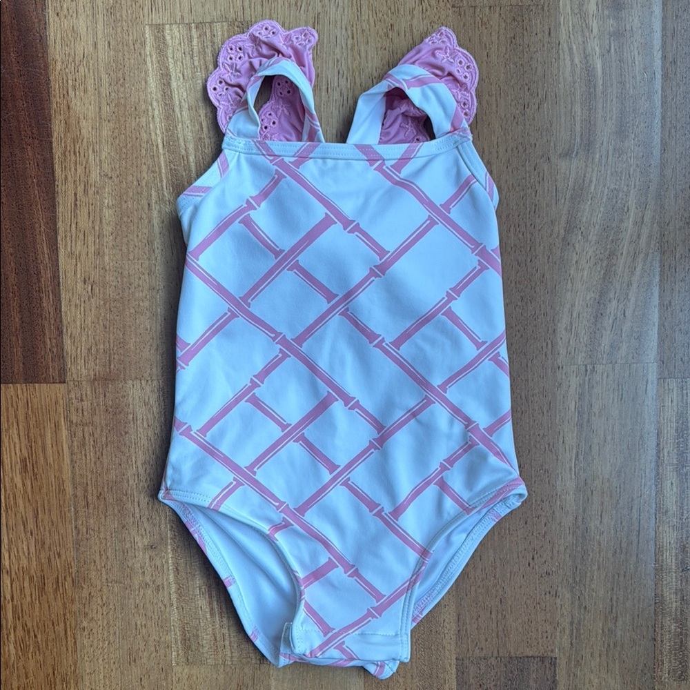 Pink and White Patterned Swimsuit